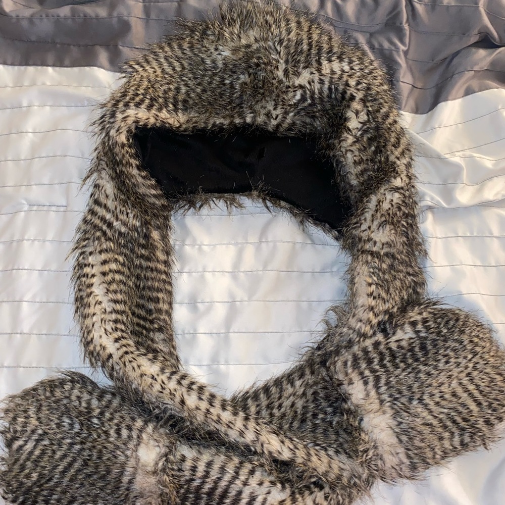 Faux fur (owl style) animal hat-scarf-mittens (3-in-1) functional fashion